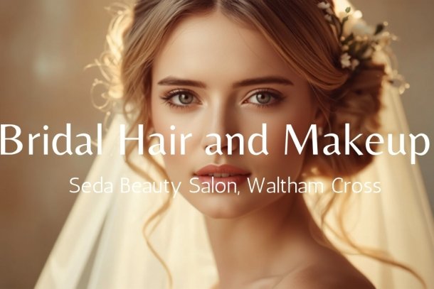 Bride with elegant bridal hair and makeup - Seda Beauty Salon Waltham Cross