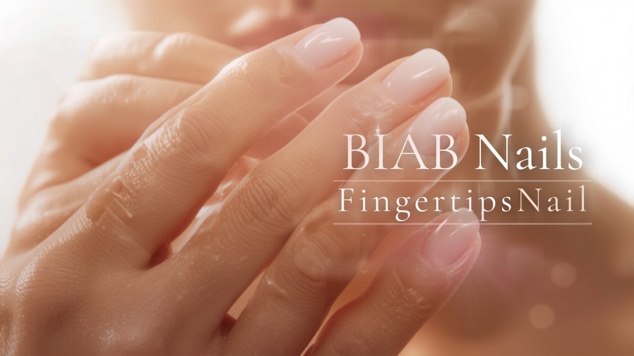 Close-up of natural glossy BIAB manicure nails - Seda Beauty Salon, Waltham Cross