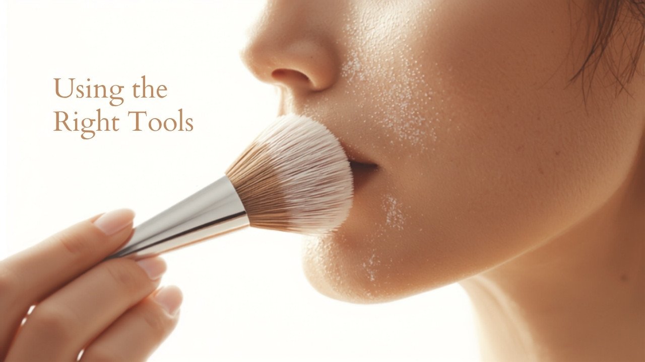 Hand applying powder with a makeup brush - Seda Beauty Salon, Waltham Cross Hand applying powder with a makeup brush - Seda Beauty Salon, Waltham Cross