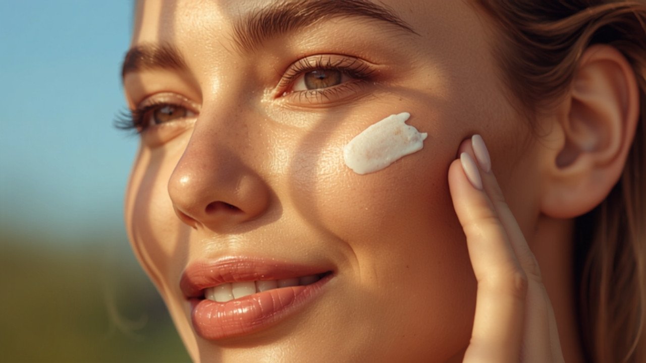 A woman with glowing summer skin applying sunscreen - Seda Beauty Salon near Waltham Abbey A woman with glowing summer skin applying sunscreen - Seda Beauty Salon near Waltham Abbey